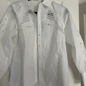 White Women’s Shirt with Eyelet Design